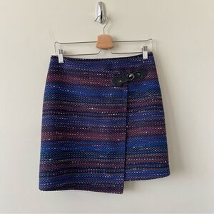 Tristan-multi Tweed Wrap Front Mini Skirt (Size:Small)